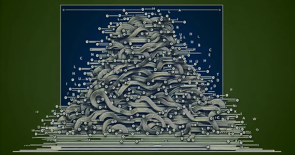 A typewriter overflowing with em dash symbols spilling onto a wooden desk like punctuation confetti